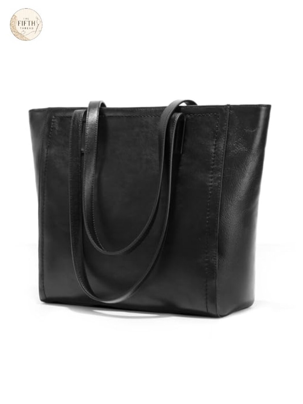 Genuine Leather Work Tote Bag with Zipper for Women